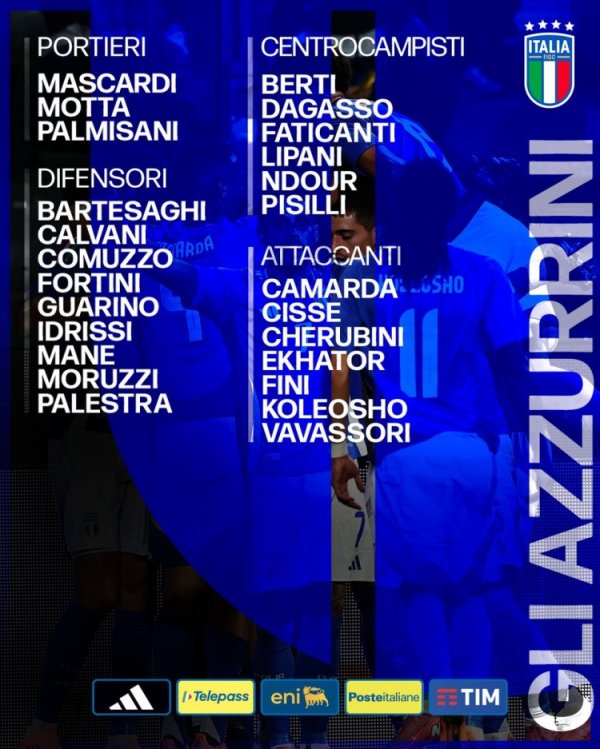 意大利U21名单:巴特萨基、皮西利、卡马达、科莱奥肖在列